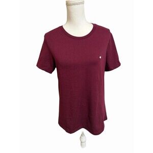 NWT Dalix Women's M Maroon Lil Heart Jersey Relaxed Tee T-SHIRT 100% Cotton NEW